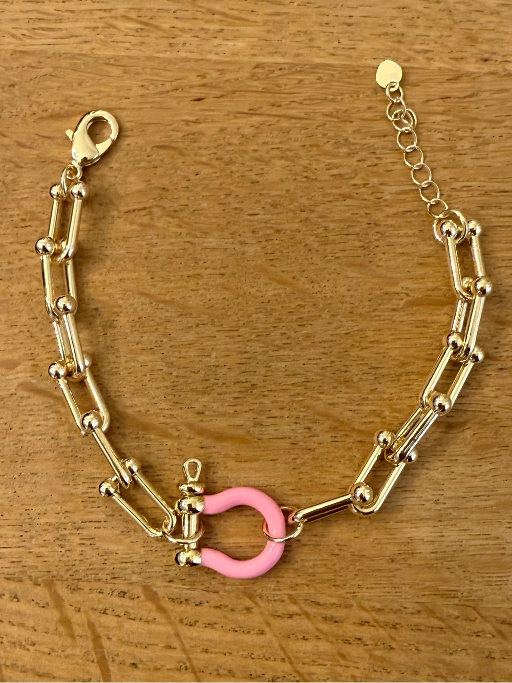 “ The Pink Shoe “ 18k plate PVD Gold Link Bracelet